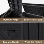 120 Gal Waterproof Deck Box – Resin Outdoor Storage (Black) - Image 7
