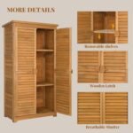 Wooden Outdoor Cabinet – 63” Garden Tool Shed with Shelves - Image 4