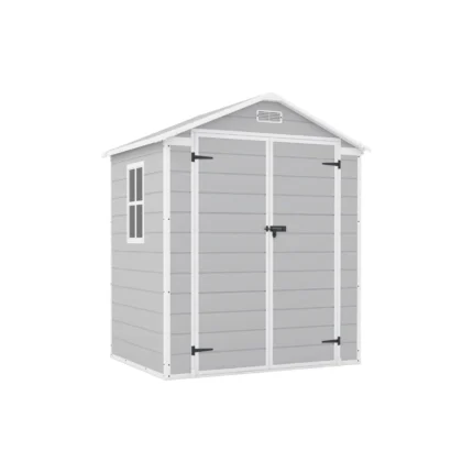 6×4 FT Plastic Outdoor Shed – Light Grey Resin Garden Storage