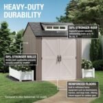 7×7 FT Resin Storage Shed – Brown Weather-Resistant Outdoor - Image 3