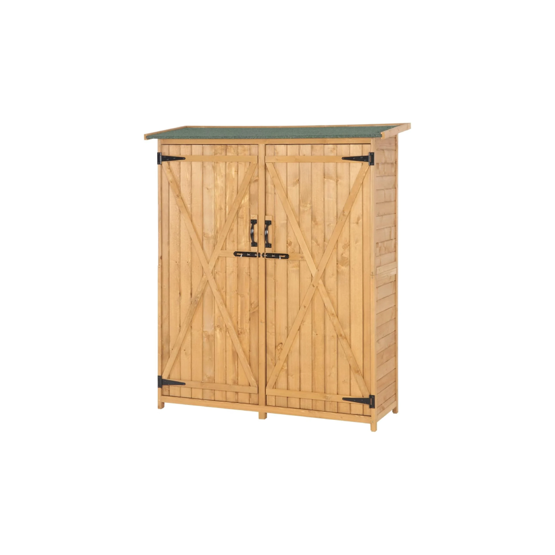 Large Wooden Storage Shed – Teak Patio Tool Cabinet with Locks Large Wooden Storage Shed – Teak Patio Tool Cabinet with Locks