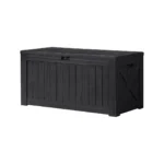 120 Gal Waterproof Deck Box – Resin Outdoor Storage (Black)