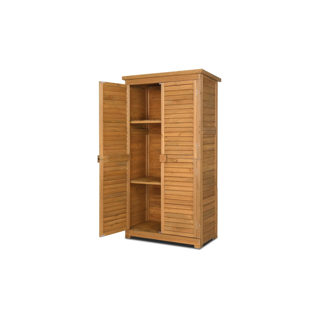 Wooden Outdoor Cabinet – 63” Garden Tool Shed with Shelves Wooden Outdoor Cabinet – 63” Garden Tool Shed with Shelves