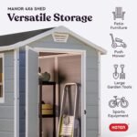Manor 4×6 Resin Storage Shed – Grey & White Outdoor Organizer - Image 4